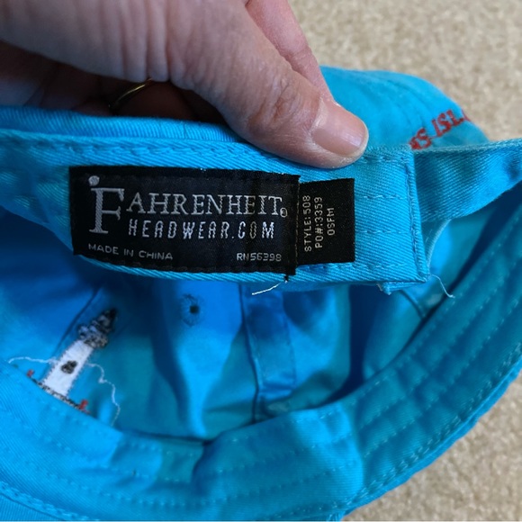 Turquoise Embroidered Lighthouse Baseball Hat Garment Washed Cotton -OSFM - Picture 7 of 8